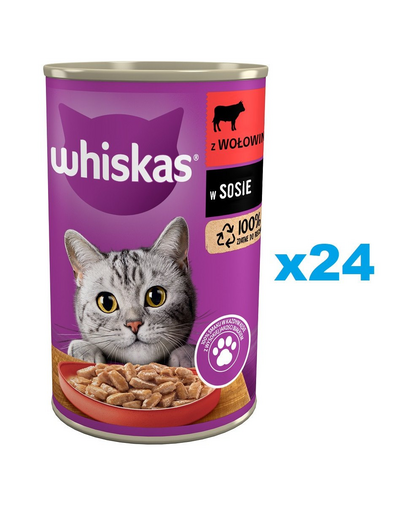 WHISKAS Adult 24x400 g hrana cu vita in sos pentru pisici adulte