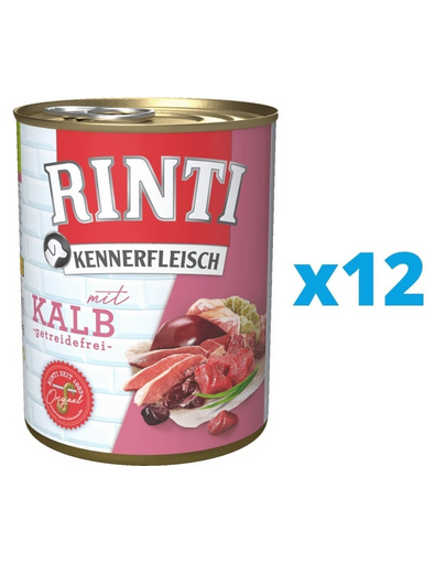 RINTI Kennerfleisch Veal Hrana umeda caini, cu vitel 12 x 800 g