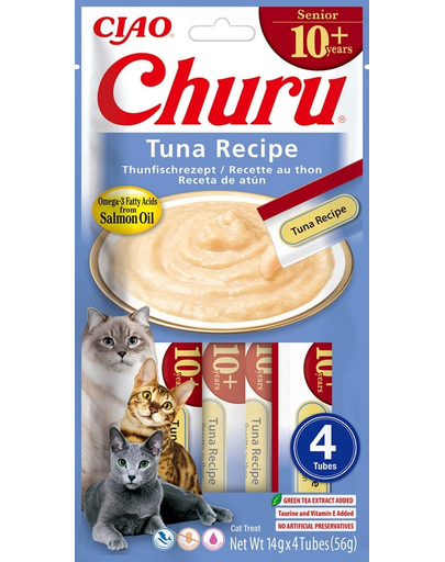INABA Churu Cat Senior Tuna 4x14g gustare cremoasa cu aroma de ton pentru pisici in varsta