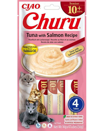 INABA Churu Cat Senior Tuna with Salmon 4x14g recompensa pisici senioare cu ton si somon