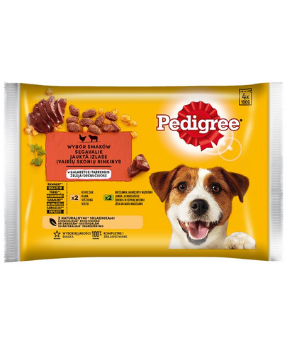 PEDIGREE Vital Protection Choice of Flavours in jelly 4x100g hrana umeda caini adulti, cu pui, miel si ficat
