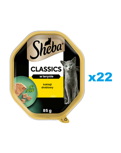 SHEBA Classics 22x85g pate pentru pisici adulte, cu pasari de curte