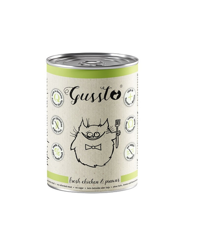 GUSSTO Cat Fresh Chicken Prawns 400 g hrana umeda pentru pisici, cu pui si creveti