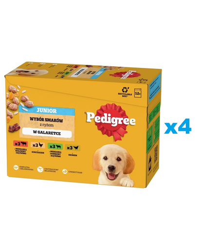 PEDIGREE Junior Pachet hrana umeda pentru catei, sortiment mixt 48x100g
