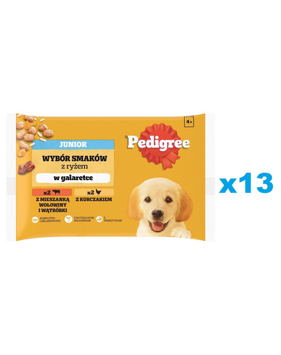 PEDIGREE Junior Set plicuri hrana catei, pui si vita 52x100g