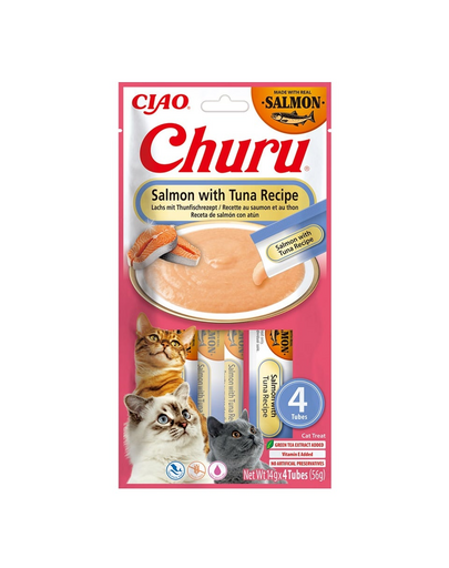 INABA Churu Cat Salmon with Tuna 4x14g gustare pentru pisici cu somon si ton