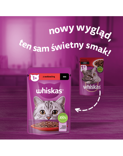 WHISKAS Adult plic 85g hrana umeda pentru pisici adulte in sos cu vita