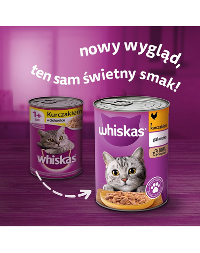 WHISKAS Adult conserva 400 g - hrana umeda completa pentru pisici adulte, bucati de pui in jeleu