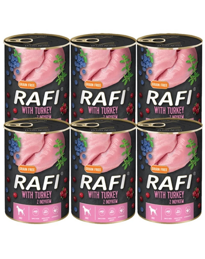 DOLINA NOTECI RAFI Conserve pentru caini adulti, cu curcan 6x800 g