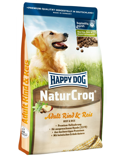 HAPPY DOG Naturcroq vită & orez 15 kg