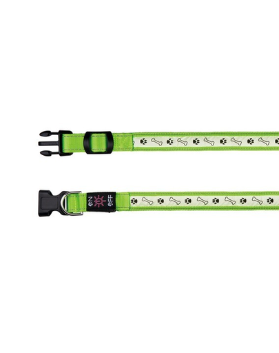TRIXIE Zgardă cu beculeț pe USB S-M 30–40 cm/25 mm, verde