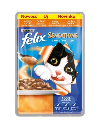 FELIX Sensations Sauce Surprise cu curcan în sos cu bacon 100 g