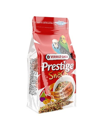 VERSELE LAGA Prestige Snack Budgies 125 g Gustare cu biscuiți și fructe pentru peruși