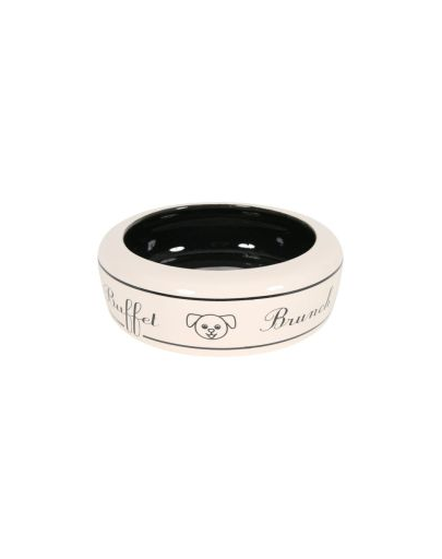 ZOLUX Bol Ceramic Buffet pentru câini 13 cm 0,3 L culoare alb / negru