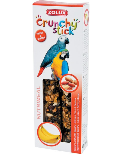 ZOLUX Crunchy Stick pentru papagali - migdale / banane 115 g