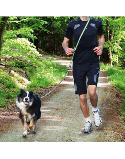 TRIXIE Lesă pentru jogging, 1.33–1.80 m/20 mm, gri / verde