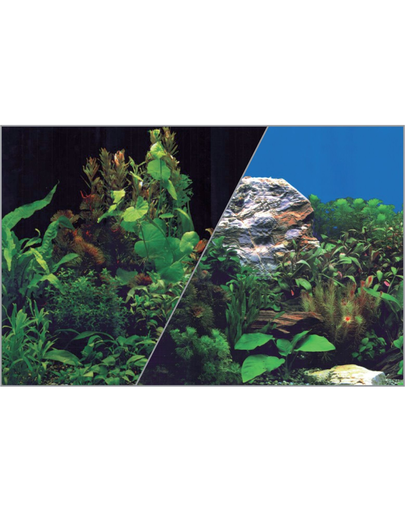 ZOLUX Fundal cu două fețe pentru acvariu 40 x 60 cm plante negru /plante albastru