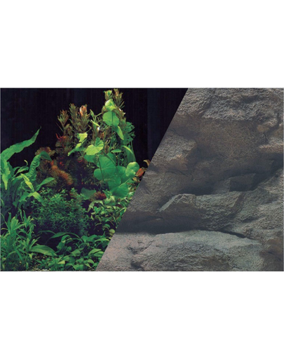 ZOLUX Fundal cu două fețe pentru acvariu 60 x 120 cm plante negru /roci