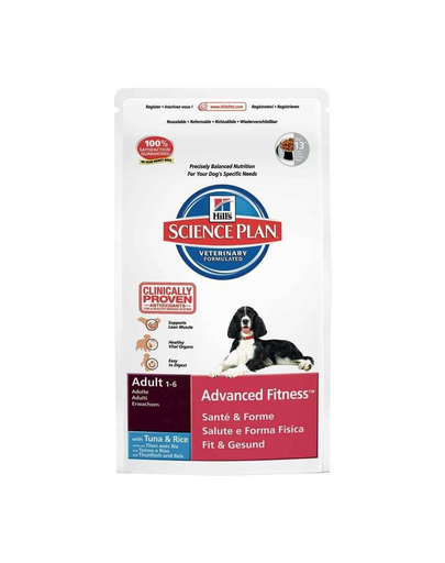 HILL\'S Science Plan Canine Adult Advanced Fitness - Hrană uscată pentru câini activi, foarte activi cu ton și orez 3 kg
