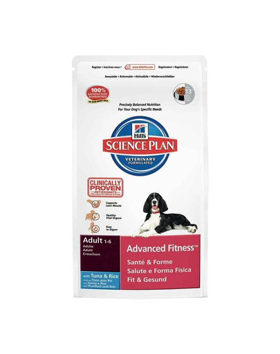 HILL'S Science Plan Canine Adult Advanced Fitness - Hrană uscată pentru câini activi, foarte activi cu ton și orez 3 kg