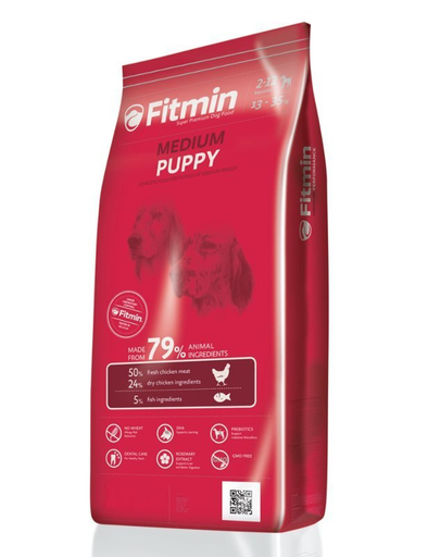 FITMIN Medium Puppy Hrana uscata caini junior si femele gestante de rasa medie, cu carne de pui 3 kg