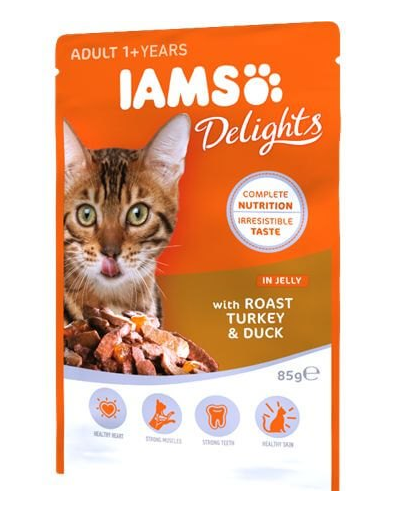 IAMS Cat Adult All Breeds Curcan și Rață în Aspic 85 g