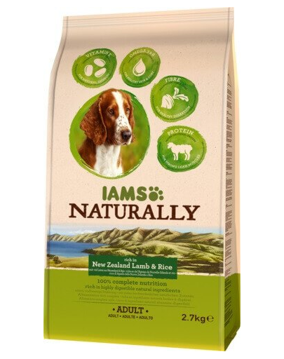 IAMS Naturally Adult Dog cu Miel și Orez 2,7 kg