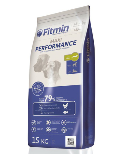 FITMIN Maxi Performance Hrana uscata caini adulti activi de talie mare, cu pui 15 kg