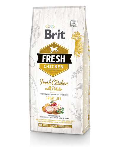 BRIT Fresh Adult Hrană uscată cu pui și cartofi 12 kg