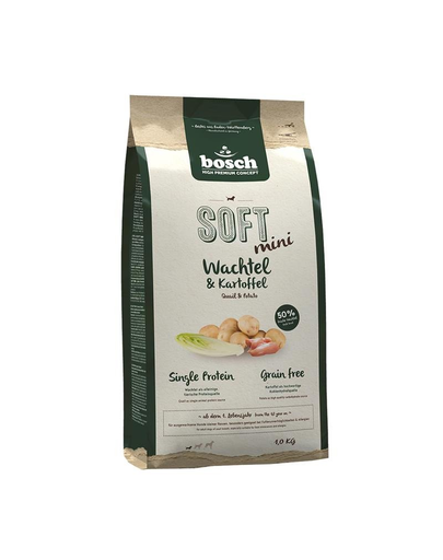 BOSCH Soft Mini – Hrană Uscată Pentru Câini De Rase Mici Cu Prepeliță și Cartofi 1 Kg
