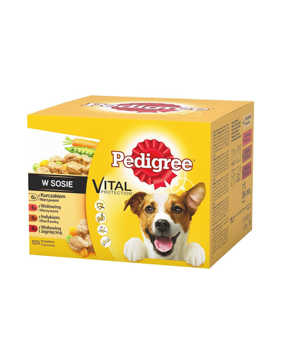 PEDIGREE Hrană umedă pentru câini cu vită pui și curcan în sos 48 x 100 g