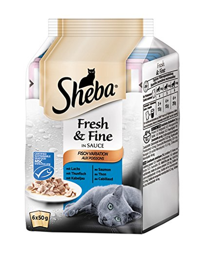 SHEBA Fresh & Fine mix cu pește în sos 12 x 6 x 50 g
