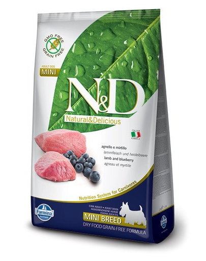 N&D Adult Mini – Hrană uscată cu miel și afine 2.5 kg 2.5