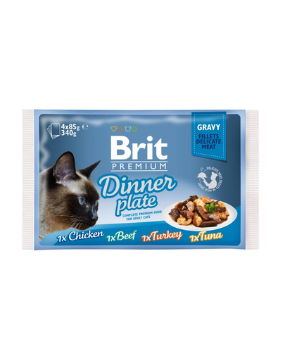 BRIT Premium Cat Dinner Plate file în sos – diverse arome 340 g (4×85 g) (în imagine 2022