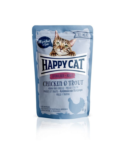 HAPPY CAT All Meat Hrana umeda pentru pisici sterilizate, cu pui si pastrav, 85 g fera.ro imagine 2022