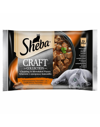 SHEBA Craft Collection 4x85g cu carne de vită, miel, curcan și pui
