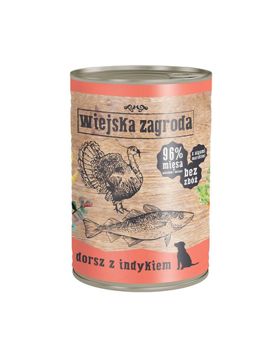 WIEJSKA ZAGRODA hrană umedă fără cereale, cod și curcan 400 gr 400 imagine 2022