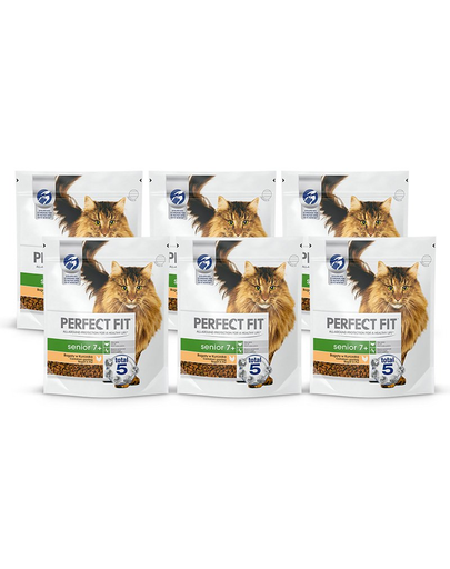 PERFECT FIT Senior (7+) hrana uscata pentru pisici senior, bogata in pui 750 g x 6 (7+) imagine 2022
