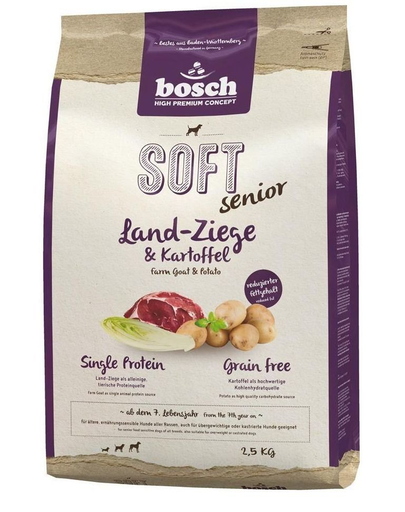 BOSCH Plus Senior Hrana uscata caini seniori sistem digestiv sensibil si/sau intolerante alimentare, cu capra si cartofi 1 kg alimentare imagine 2022