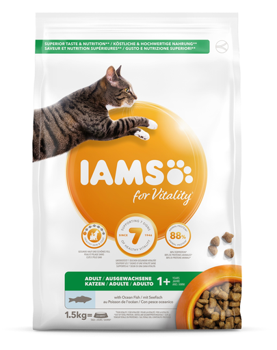 IAMS for Vitality pentru pisici adulte, cu pește oceanic 1.5 kg