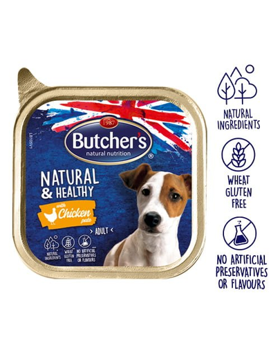 BUTCHER'S Natural&Healthy Dog pate cu pui 150 gr