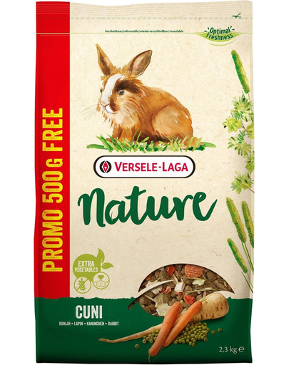 VERSELE-LAGA Cuni Nature hrana iepuri miniaturali 1,8 kg + 500 g GRATIS