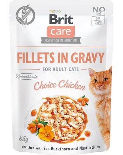 BRIT Care Cat Fillets in gravy, file de pui în sos 85 g