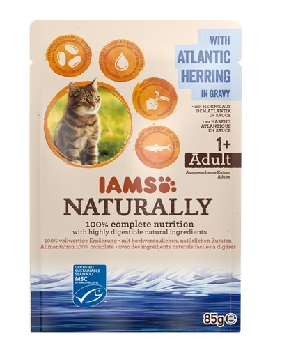 IAMS Naturally Hrana umeda cu hering din Nordul Atlantic pentru pisici adulte 85g Fera