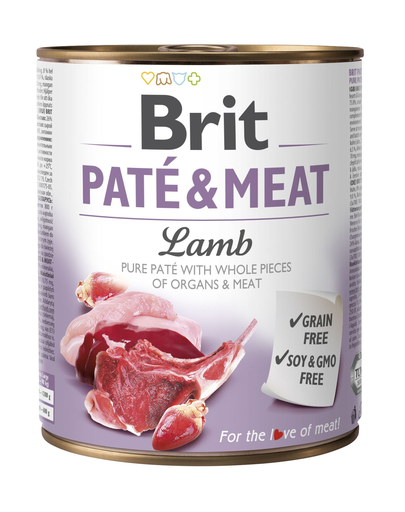 BRIT Pate & Meat Lamb, cu miel 800 g