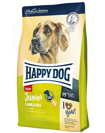 HAPPY DOG Junior Giant Lamb & Rice, miel și orez 4 kg