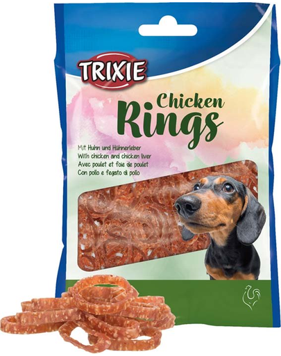 TRIXIE - Recompense pentru câini adulți - Inele din pui și ficat de pui - 100 g