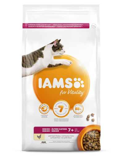 IAMS For Vitality Hrana uscata pentru pisici seniori/castrate Mix de arome 100g Fera