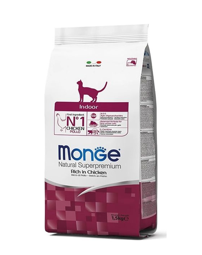 MONGE Cat Indoor Hrană Uscată Pentru Pisici Adulte, Cu Pui 400 G