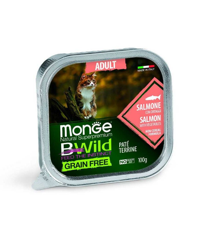 MONGE BWild Cat Adult hrană umedă pentru pisici, cu somon 100 g
